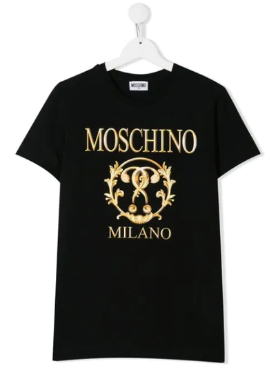 Shop Moschino Teen Logo T-shirt In Black