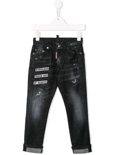 Dsquared2 Kids' Fresh Out Of Scouts Patched Jeans In Grey | ModeSens