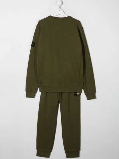 Shop Stone Island Junior Teen Branded Tracksuit In Green