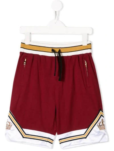 Shop Dolce & Gabbana Crown Track Shorts In Red