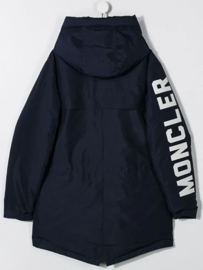 Shop Moncler Logo Patch Jacket In Blue