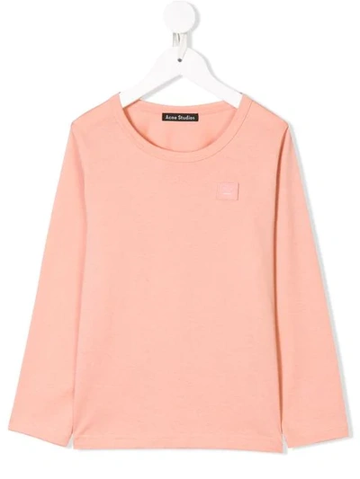 Shop Acne Studios Mini Nash Face Long Sleeve T-shirt In Pink