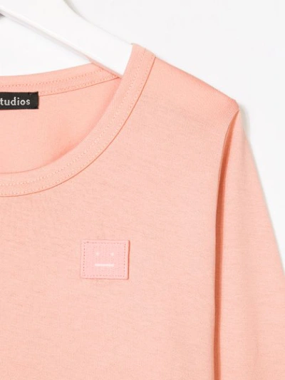 Shop Acne Studios Mini Nash Face Long Sleeve T-shirt In Pink