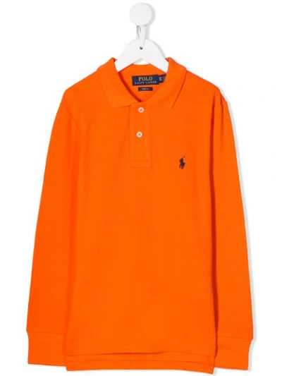 Shop Ralph Lauren Logo Embroidered Polo Shirt In Orange