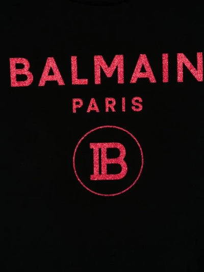 Shop Balmain Glitter Logo T-shirt In Black