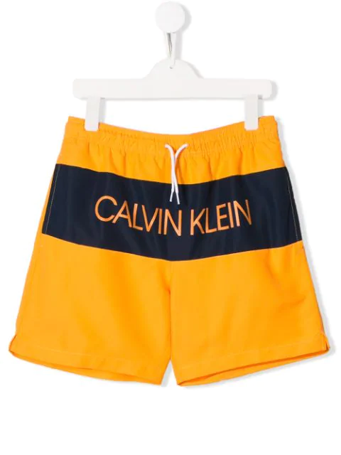 orange calvin klein swim shorts