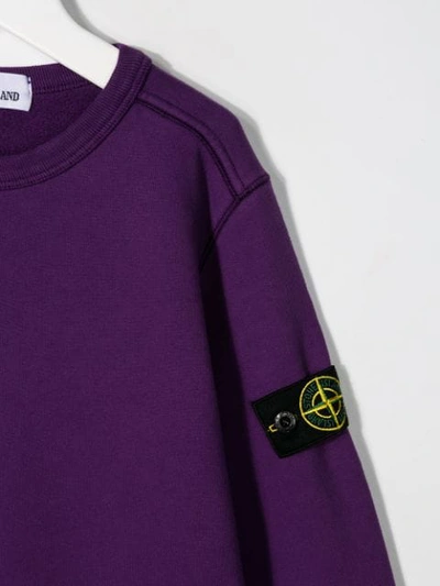 Shop Stone Island Junior Logo Patch Sweatshirt In Purple