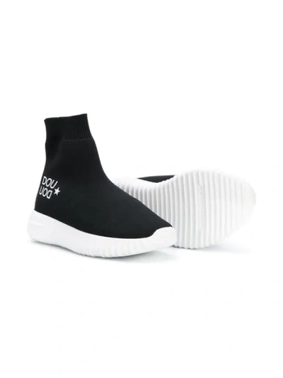 Shop Douuod Sock Hi-top Sneakers In Black