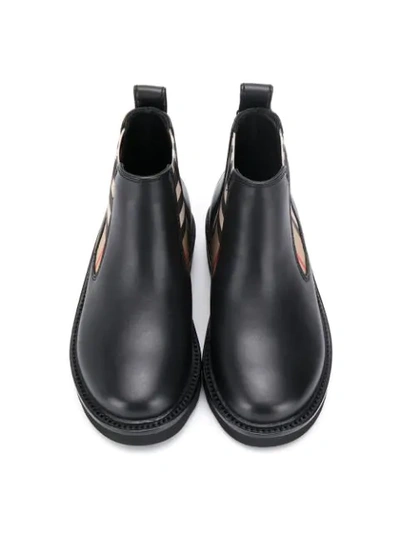 Shop Burberry Hayden Check Chelsea Boots In Black