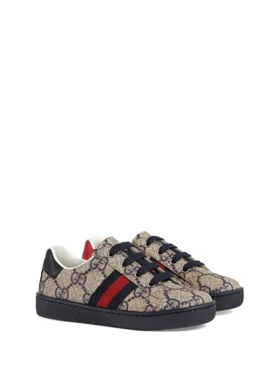 Shop Gucci Gg Supreme Low-top With Web In Neutrals