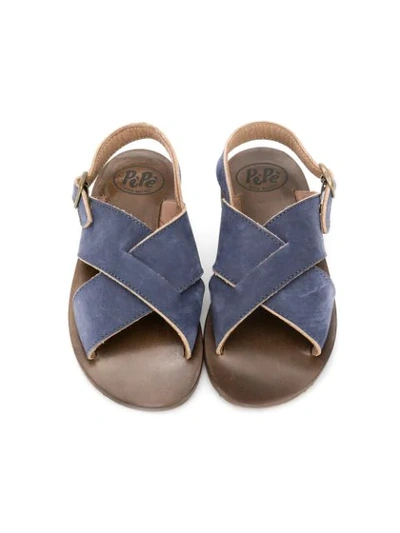 Shop Pèpè Crossover Slip-on Sandals In Blue