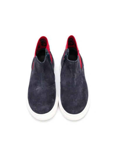 Shop Hogan Logo Slip-on Boots In Blue