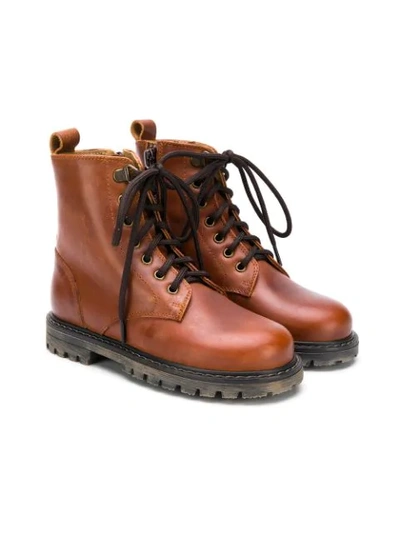 Shop Pèpè Lace-up Combat Boots In Brown