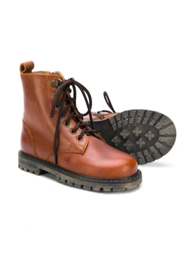 Shop Pèpè Lace-up Combat Boots In Brown