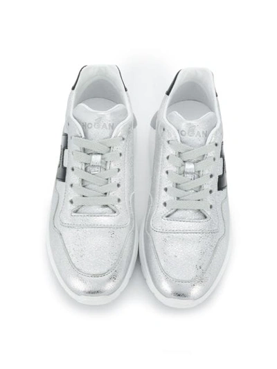 Shop Hogan Metallic Chunky Heel Sneakers In Silver