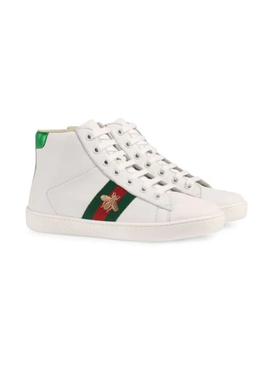 Shop Gucci Children's Leather High-top Sneaker In White
