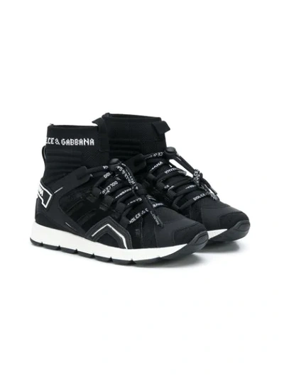 Shop Dolce & Gabbana Slip-on Lace-up Sock Sneakers In Black