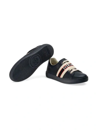 Shop Gucci Children's Ace Sneaker With  Stripe In Blue