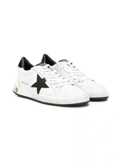 Shop Golden Goose Teen Ballstar Low-top Sneakers In White