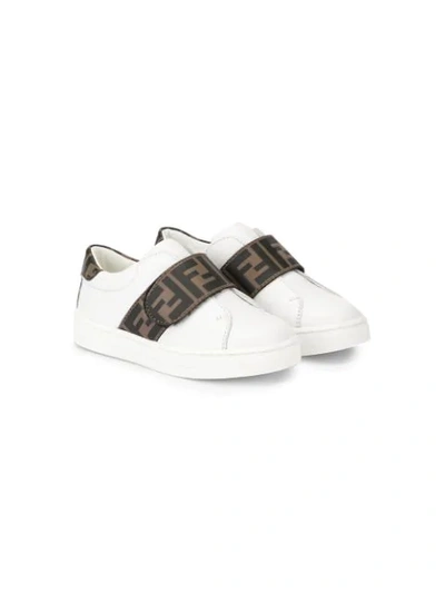 Shop Fendi Ff Touch-strap Sneakers In White