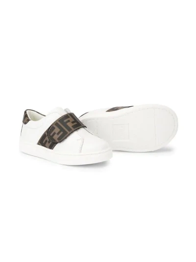 Shop Fendi Ff Touch-strap Sneakers In White