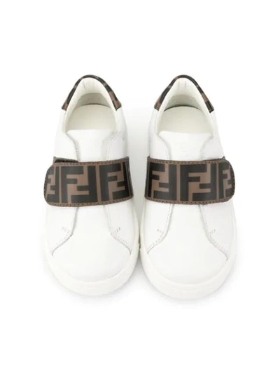 Shop Fendi Ff Touch-strap Sneakers In White