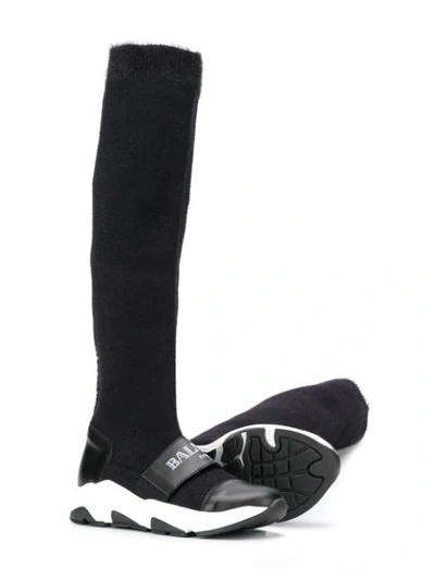 Shop Balmain Logo Trainer Boots In Black