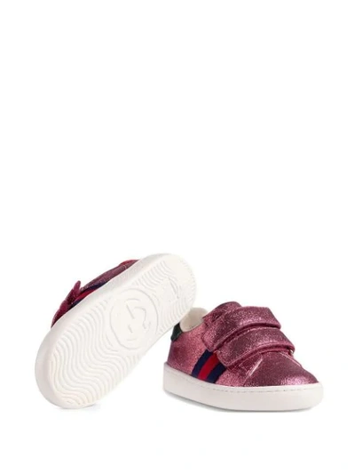Shop Gucci Toddler Glitter Sneaker With Web In Pink