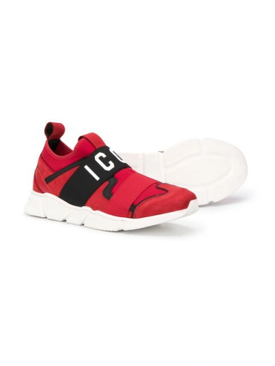 Shop Dsquared2 Teen Icon Slip-on Sneakers In Red