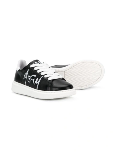 Shop Msgm Spray-paint Low Top Sneakers In Black