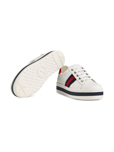 Shop Gucci Children's Leather Platform Sneaker In White