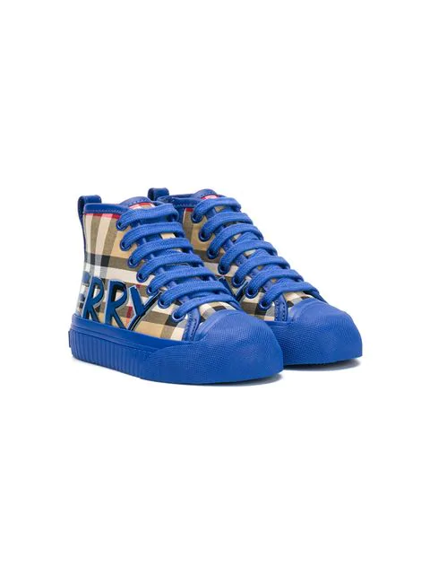 Burberry Kids' Panelled Logo Sneakers In Blue | ModeSens