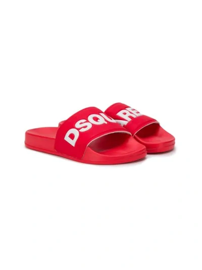 Shop Dsquared2 Logo Sliders In Red