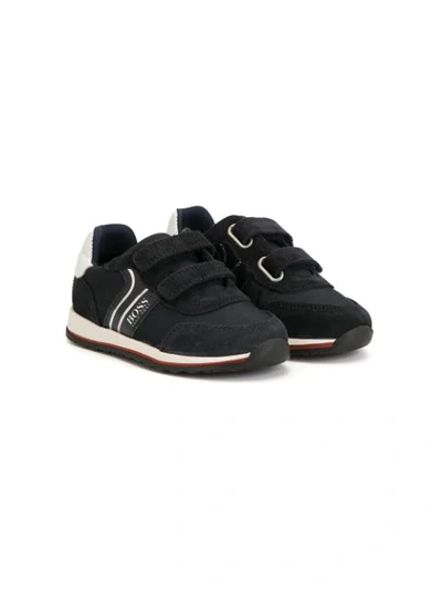 Shop Hugo Boss Double Touch Strap Sneakers In Blue
