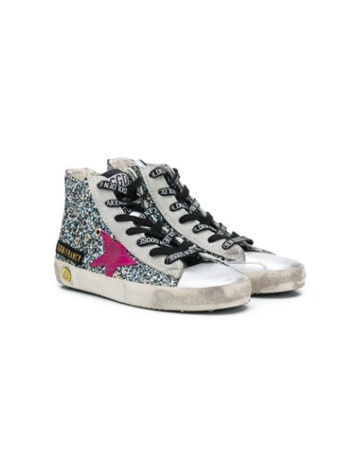 Shop Golden Goose Embellished High Top Sneakers In Silver