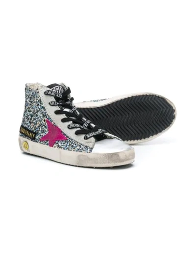 Shop Golden Goose Embellished High Top Sneakers In Silver