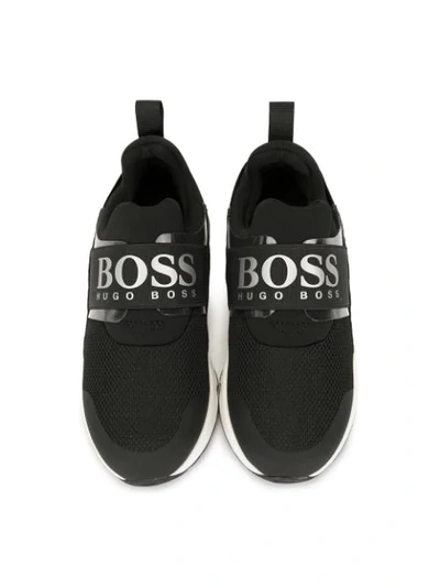 Shop Hugo Boss Logo Strap Sneakers In Black