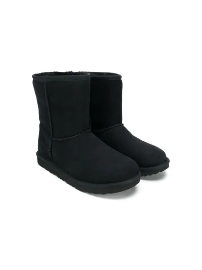 Shop Ugg Teen Fur Lined Boots In Black