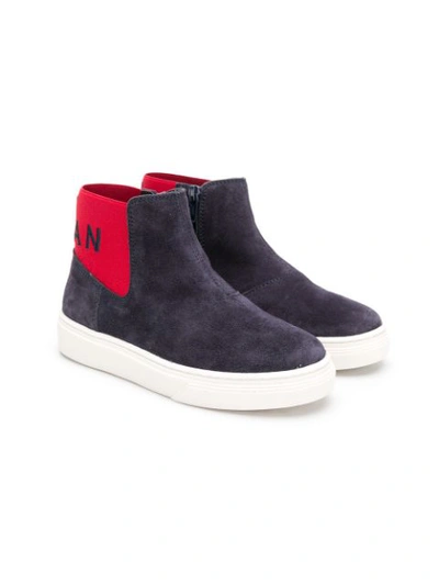 Shop Hogan Suede Ankle Sneakers In Blue