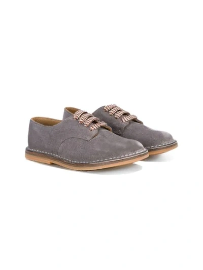 Pèpè Textured Stitch Detail Brogues In Grey