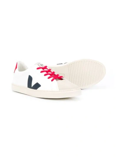 Shop Veja Teen Esplar Logo Patch Sneakers In White