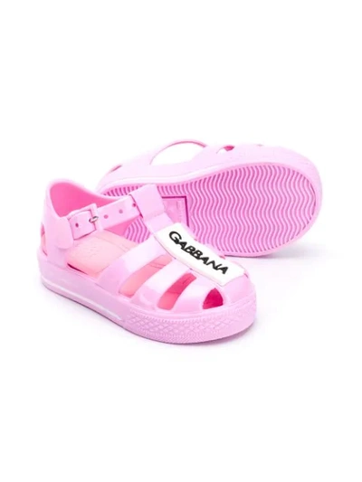 Shop Dolce & Gabbana Logo Patch Jelly Shoes In Pink