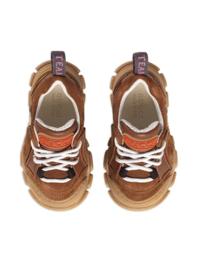 Shop Gucci Toddler Flashtrek Sneakers In Brown