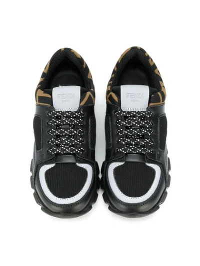 Shop Fendi Logo Sneakers In Black