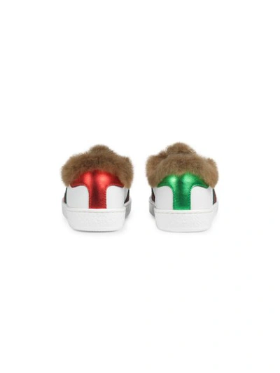 Shop Gucci Toddler Leather Sneaker With Faux Fur In White