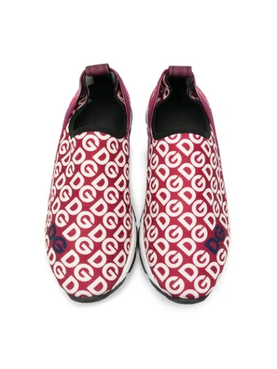 Shop Dolce & Gabbana Logo Slip-on Sneakers In Red