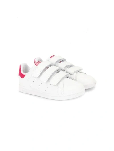 Shop Adidas Originals Stan Smith Touch-strap Sneakers In White