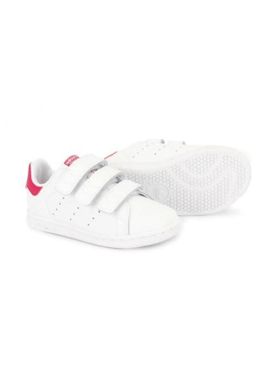 Shop Adidas Originals Stan Smith Touch-strap Sneakers In White