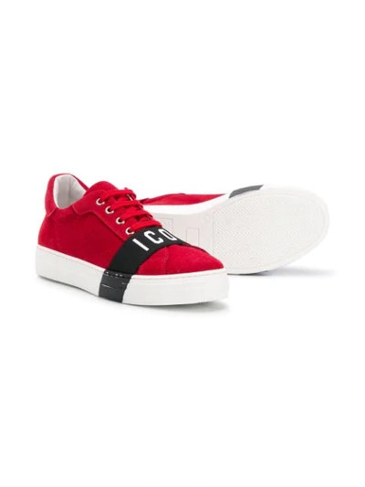 Shop Dsquared2 Icon Print Low Top Sneakers In Red