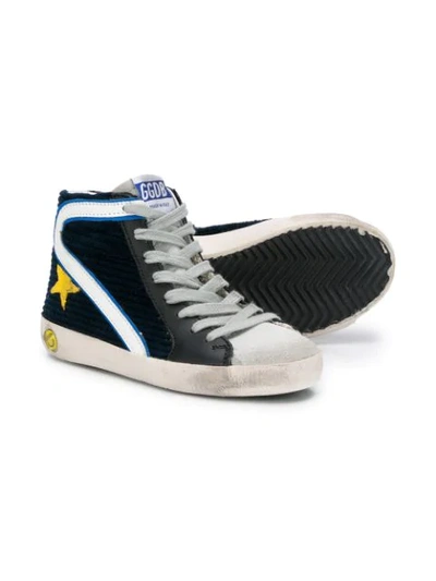 Shop Golden Goose Slide Corduroy High-top Sneakers In Blue